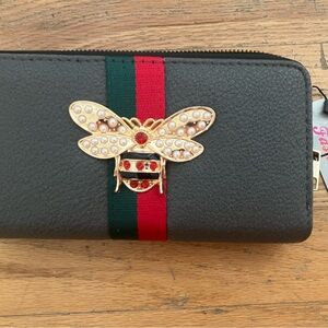 Grey Wallet with Bee Embellishment